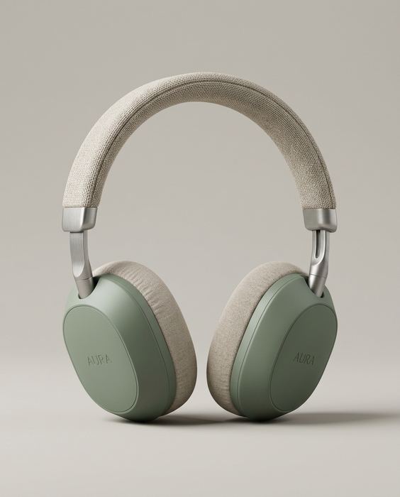 AURA concept brand, wireless headphones: The packshot — the input
