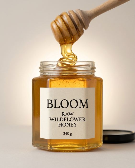 BLOOM concept brand, raw wildflower honey: The pour