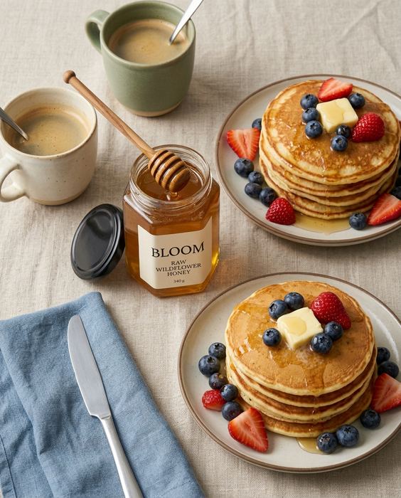 BLOOM concept brand, raw wildflower honey: The table