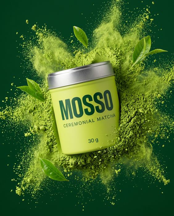 MOSSO concept brand, ceremonial matcha: Powder burst