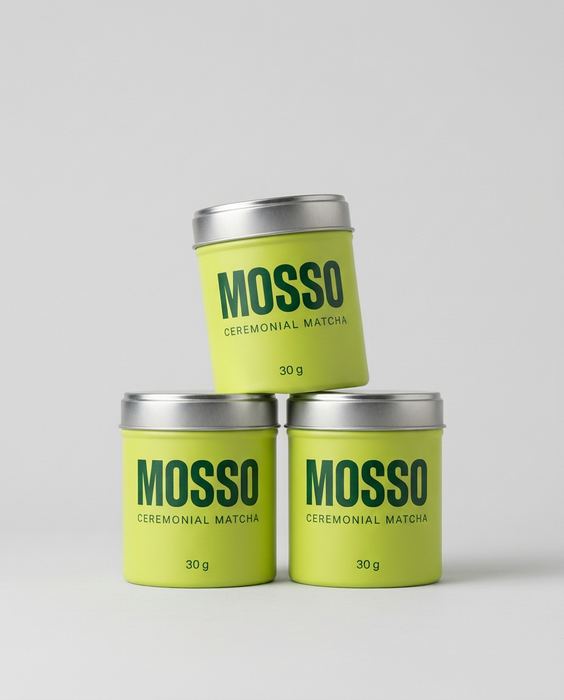 MOSSO concept brand, ceremonial matcha: Studio stack