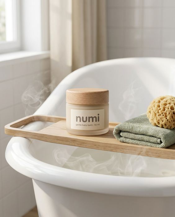 NUMI concept brand, gentle baby balm: Bath time