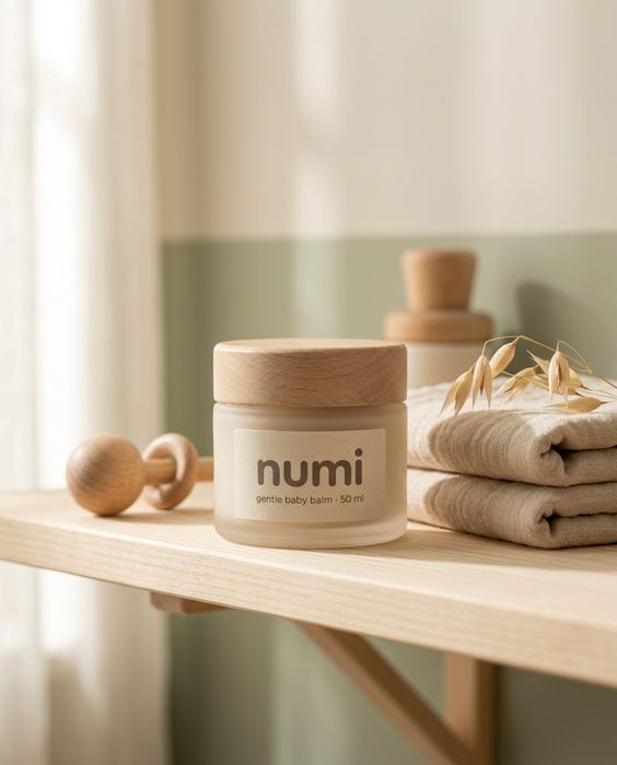 NUMI concept brand, gentle baby balm: The nursery shelf