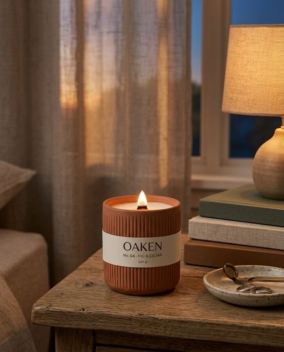 OAKEN concept brand, fig & cedar candle: Lifestyle