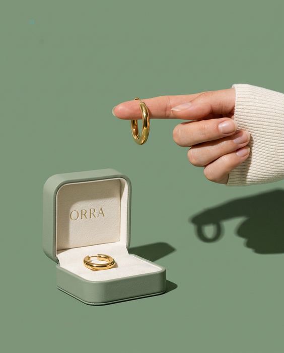 ORRA concept brand, gold hoop earrings: Purpose — the scroll-stopper