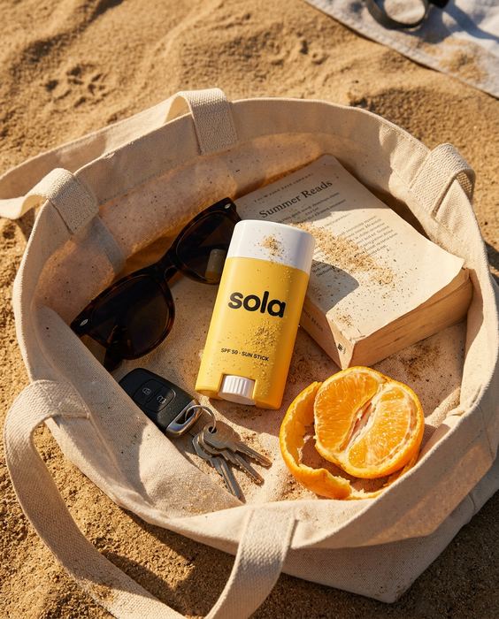 SOLA concept brand, spf 50 sun stick: In the beach bag